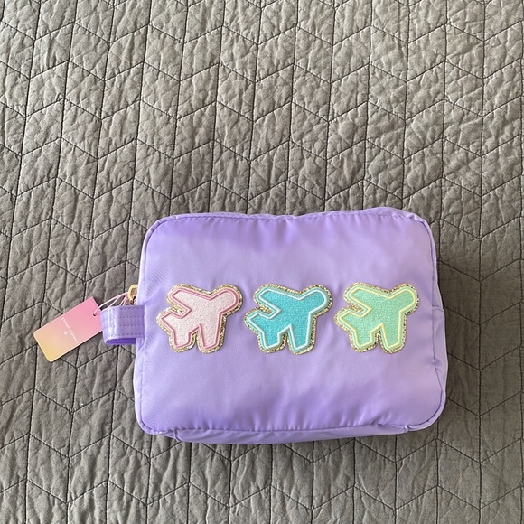 Stoney Clover Lane Airplane Patch Large Purple Pouch - Picture 7 of 8